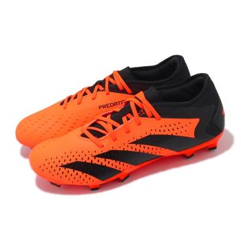 adidas 足球鞋 Predator Accuracy.3 L FG 男鞋 黑 橘 包覆 抓地 偏硬場地 愛迪達 GW4601