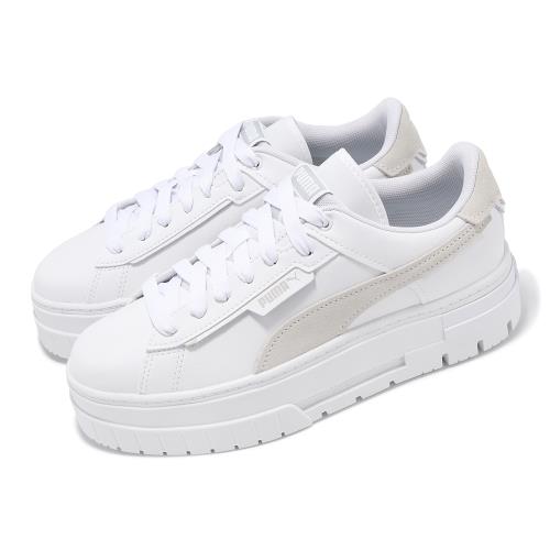 Puma 休閒鞋 Mayze Crashed Wns 女鞋 白 灰 麂皮 拼接 厚底 小白鞋 39249504