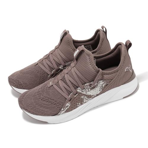 Puma 慢跑鞋 Softride Sophia 2 Marbleized 女鞋 棕 白 緩震 襪套式 運動鞋 37871202