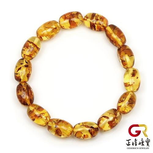  【正佳珠寶】琥珀花珀 頂級金透花珀 12.5g 福祿棗珠 花珀手珠｜日本彈力繩
