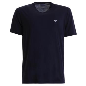 【EMPORIO ARMANI】品牌LOGO V領涼感衣短袖T恤二件一組-深藍色 (S號) 8N1D62/1JNQZ0939