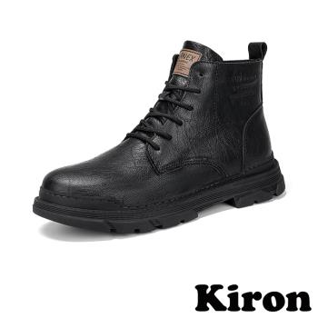 【KIRON】復古皮紋休閒馬丁靴/復古皮紋潮流時尚休閒馬丁靴 男鞋 黑