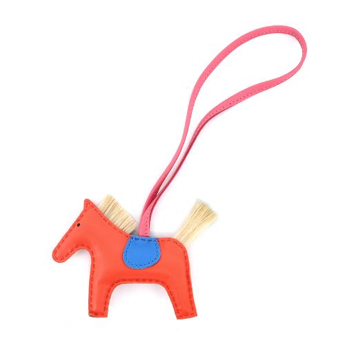 Hermes 愛馬仕 Rodeo小羊皮鬃毛撞色手工馬兒吊飾(小/橘/黃)