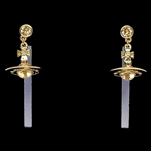 【Vivienne Westwood】New Petite Orb 圖案 水晶耳環-金色 6202003202R001 R001