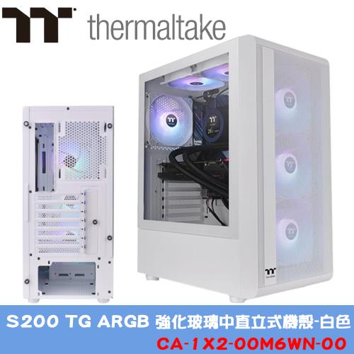 Thermaltake 曜越【 白 】S200 TG ARGB 強化玻璃中直立式機殼 (CA-1X2-00M6WN-00)