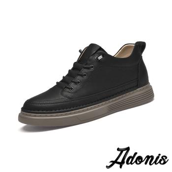 【Adonis】真皮復古厚底高筒休閒鞋/真皮復古設計百搭厚底高筒休閒鞋 男鞋 黑