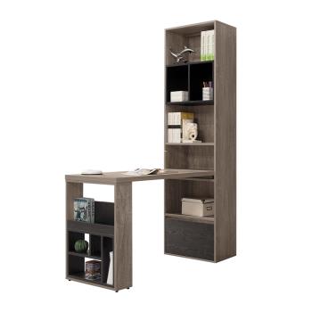 Boden-喬達L型多功能書櫃+書桌組合(2尺單抽開放式書櫃+4尺伸縮桌面)