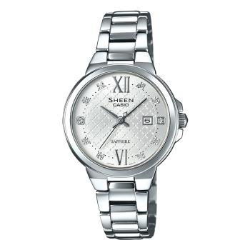 【CASIO 卡西歐 】SHEEN 施華洛士奇 氣質女錶 藍寶石水晶玻璃 不鏽鋼錶帶 (SHE-4524D-7A)