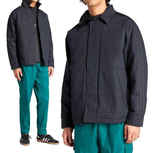 Adidas P ESS+ C FZ 男 黑色 休閒 穿搭 鋪棉 口袋 風衣 外套 IR7736