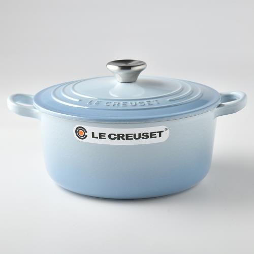 Le Creuset 圓形鑄鐵鍋22cm 3.3L 法國製+圓形深盤22cm 海岸藍|鑄鐵鍋