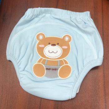 GMP BABY 舒適可愛熊超吸排純棉紗寶寶學習褲-藍色2件.XS704