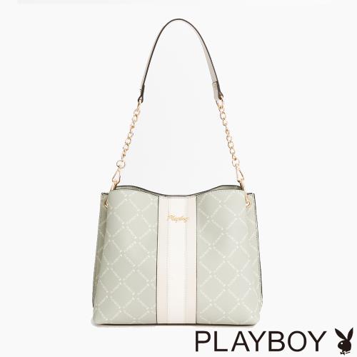 PLAYBOY - 肩背包附長背帶 Lucky Bunny系列 - 綠色