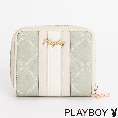PLAYBOY - 拉鍊短夾 Lucky Bunny系列 - 綠色
