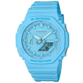 CASIO G-SHOCK 繽紛時尚雙顯腕錶-藍 GA-2100-2A2