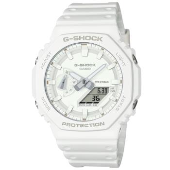 CASIO G-SHOCK 農家橡樹 單色時尚雙顯腕錶-白 GA-2100-7A7