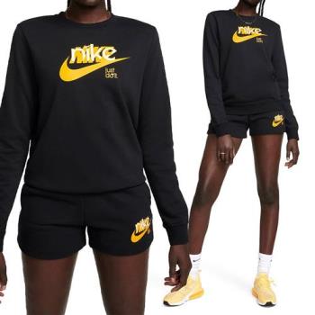 Nike AS W NSW Club FLC FT 女 黑黃色 休閒 冬季 大學T 上衣 長袖 FN3629-010