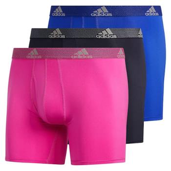 Adidas 2024男時尚彈力粉黑藍色四角修飾內著混搭3件組(預購)