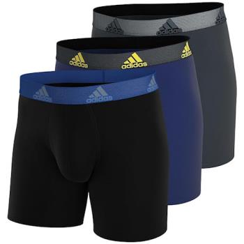 Adidas 2024男時尚彈力黑藍炭色四角修飾內著混搭3件組(預購)