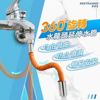 【樂嫚妮】360度旋轉水龍頭延伸水管(28CM+轉接頭)