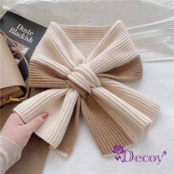 【Decoy】雙色蝴蝶結＊保暖針織輕巧脖圍圍巾/多色可選
