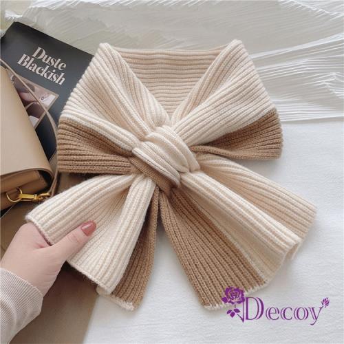 【Decoy】雙色蝴蝶結＊保暖針織輕巧脖圍圍巾/多色可選