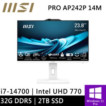 微星 PRO AP242P 14M-626TW-SP4 24型 白(i7-14700/32G DDR5/2TB PCIE/W11P)特仕版