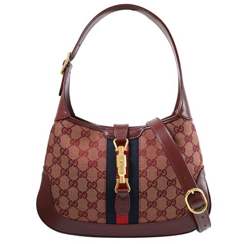 GUCCI 636706 Jackie 經典1961緹花拼接兩用包.深紅