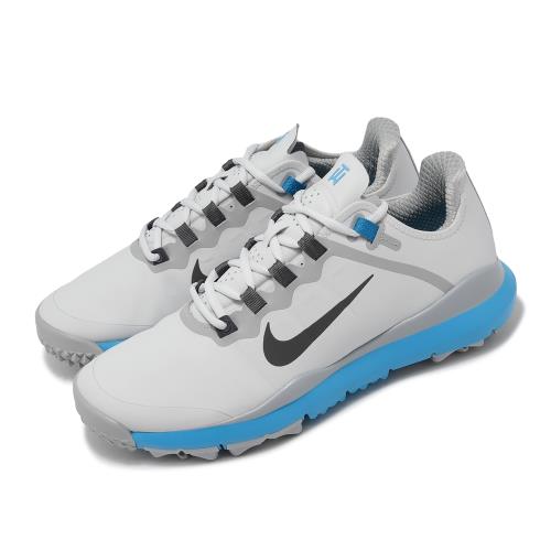 Nike 高爾夫球鞋 TW 13 Wide 男鞋 寬楦 灰 藍 皮革 支撐 可拆釘 老虎伍茲 運動鞋 DR5753-001