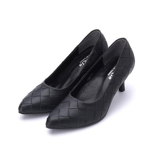 RIN RIN 編織格紋細高跟鞋 黑 女鞋 鞋全家福