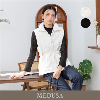 現貨【MEDUSA 曼度莎】Icare 麂皮感綁繩羽絨背心 - 2色（M-L）｜羽絨衣 羽絨外套 白鴨絨
