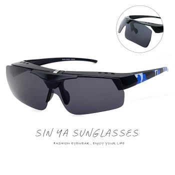 【SINYA】上翻式墨鏡 可外掛式套鏡 迷彩藍 輕量/抗UV400/PC防爆鏡片/可套鏡/遮陽/臺灣製 N05