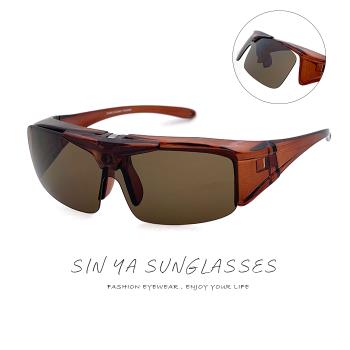 【SINYA】上翻式墨鏡 可外掛式套鏡 茶色 抗UV400/PC防爆鏡片/可套鏡/遮陽 N04