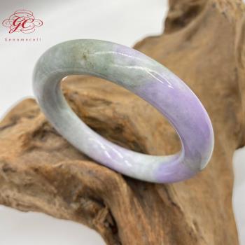 【肌容雪】緬甸天然A貨翡翠紫底春彩圓條手鐲 編號779 ( 鐲寬54.6mm #17.5號)