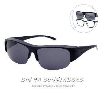 【SINYA】半框式太陽眼鏡 黑框灰片 可套近視眼 輕量/抗UV400/PC防爆鏡片/可套鏡/遮陽/臺灣製 N07