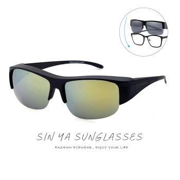 【SINYA】半框式太陽眼鏡 黃水銀 可套近視眼 輕量/抗UV400/PC防爆鏡片/可套鏡/遮陽/臺灣製 N07