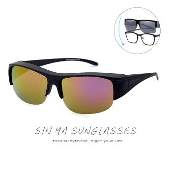 【SINYA】半框式太陽眼鏡 紅水銀 可套近視眼 輕量/抗UV400/PC防爆鏡片/可套鏡/遮陽/臺灣製 N07
