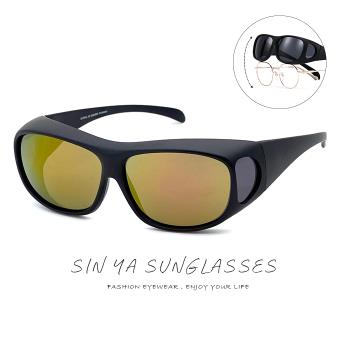 【SINYA】包覆式太陽眼鏡 黑框紅水銀 可套近視眼/可單戴 臺灣製 抗UV400/PC防爆鏡片/遮陽
