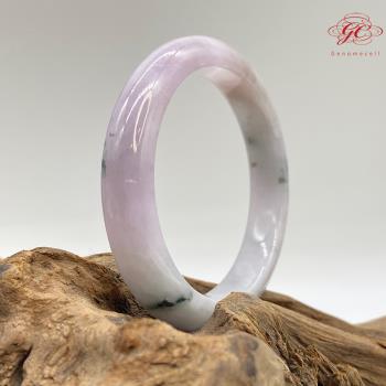 【肌容雪】緬甸天然A貨翡翠粉紫飄綠花手鐲 編號786(鐲寬50.4mm #16號)