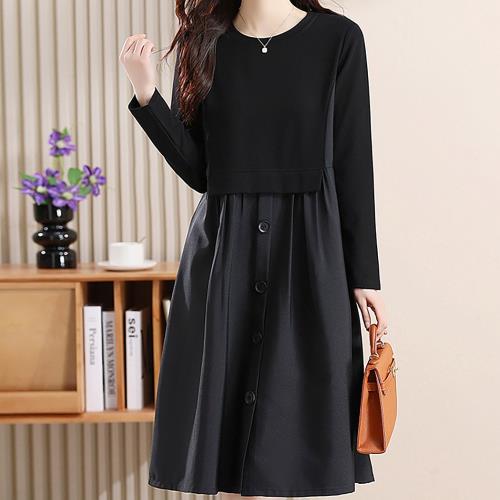 麗質達人 - 205黑色假二件洋裝