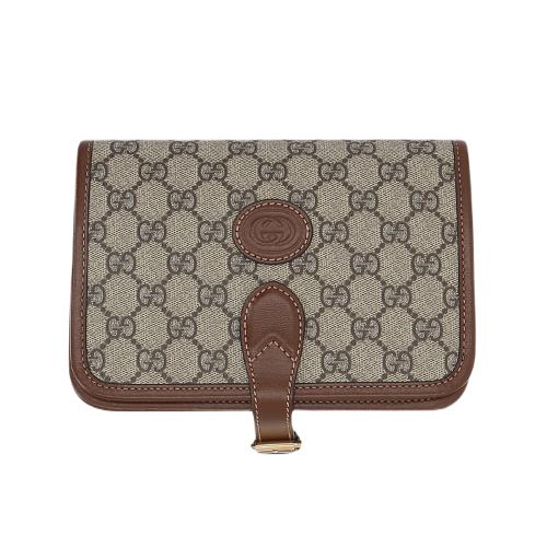 【GUCCI】新款 INTERLOCKING G迷你斜揹袋-米色/烏木色 67162092TCG 8563