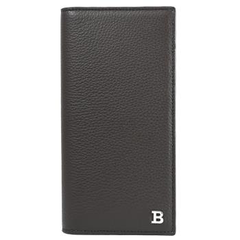 BALLY 6306302 BALIRO 金屬B LOGO牛皮對開8卡長夾.深咖
