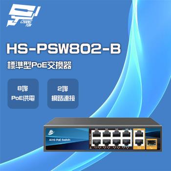 [昌運科技] 昇銳 HS-PSW802-B 8埠+2 PoE供電交換器 交換機