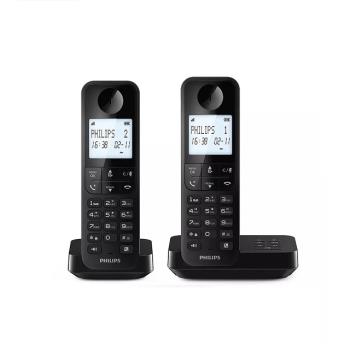 PHILIPS 飛利浦 D2752B 數位無線電話，採用中國製造公司貨，重量僅634g，尺寸16.5x16.7x7.8cm，輕巧便攜。配備底座配件，支援110V、110~220V、240V、220V多電壓，1年保固保障。適閤家庭辦公使用，提供清晰通話與穩定訊號，是飛利浦無線電話的最佳選擇。