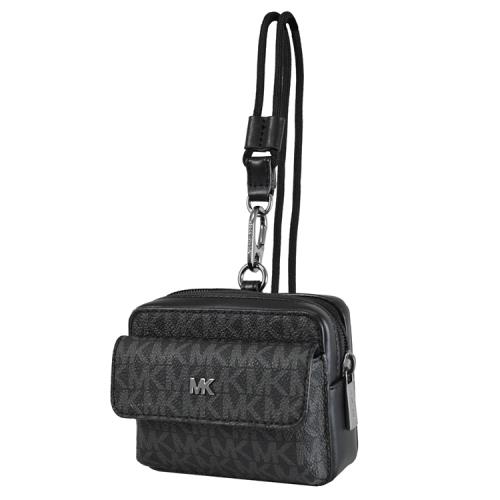 MICHAEL KORS GIFTING 印花皮革頸掛式小包.黑灰