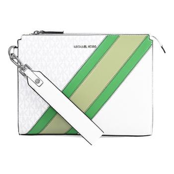 MICHAEL KORS COOPER 品牌印花條紋手提萬用包.白綠