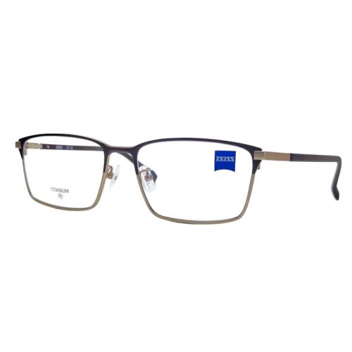 【ZEISS 蔡司】鈦金屬 光學鏡框眼鏡 ZS22118LB 201 玫瑰金長方形框/棕色鏡腳 56mm