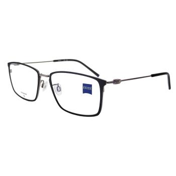 【ZEISS 蔡司】鈦金屬 光學鏡框眼鏡 ZS22114LB 001 黑色長方形框/鐵灰色鏡腳 56mm