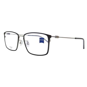 【ZEISS 蔡司】鈦金屬 光學鏡框眼鏡 ZS22114LB 020 黑色長方形框/銀色鏡腳 56mm