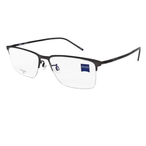 【ZEISS 蔡司】鈦金屬 光學鏡框眼鏡 ZS22113LB 071 長方形半框眼鏡 黑色/黑色鏡腳 57mm