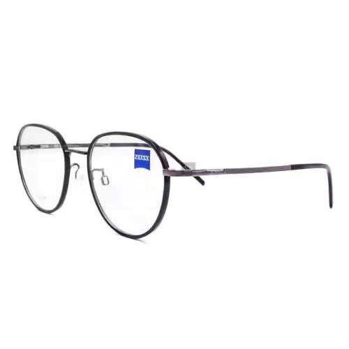 【ZEISS 蔡司】鈦金屬 光學鏡框眼鏡 ZS22111LB 002 橢圓框眼鏡 黑框/槍黑鏡腳 52mm
